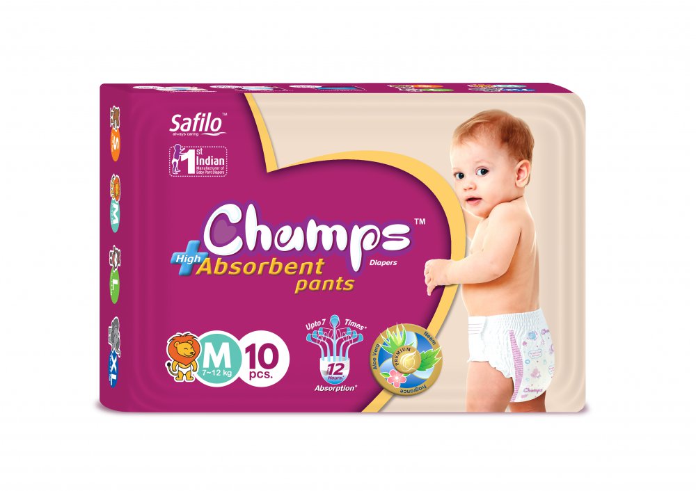 Champs Pull up (Pants) Baby Diapers, Size Medium (Pack of 10) - Waize Group